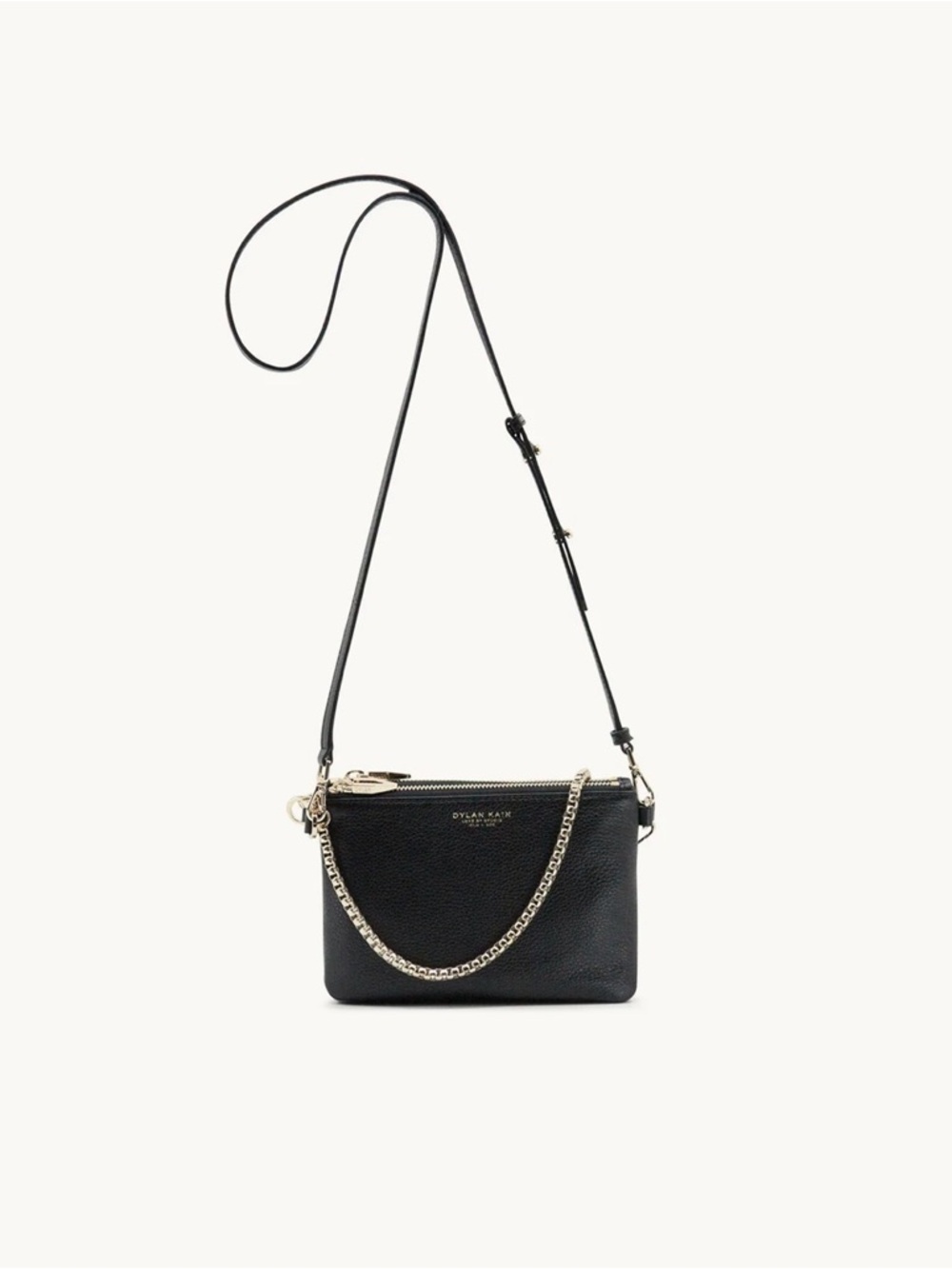 Dylan Kain The LSC Light Gold Black Leather Crossbody Bag with Chain BNWOT